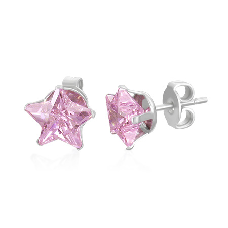      Náušnice  7mm hvězdičky Light Rose