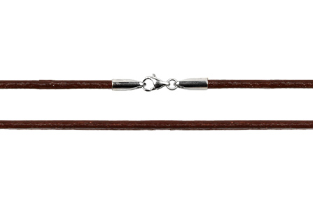 Kůže na krk 80cm, síla 2mm, hnědá, stříbro Ag 925