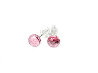 Náušnice  8mm discokoule Light Rose