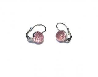Náušnice  8mm discokoule Light Rose na klapku