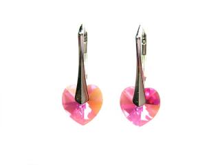 Náušnice srdíčka 10mm AB Rose