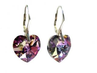  18mm srdce Vitrail Light Swarovski - náušnice stříbrné