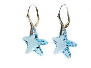   20mm Aquamarine mořské hvězdy Swarovski - stříbrné náušnice