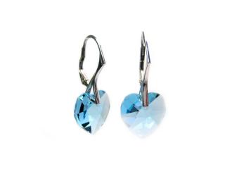 Náušnice srdíčka 14mm Aquamarine