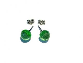 Náušnice  8mm discokoule Peridot