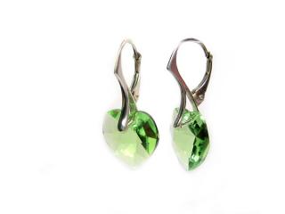 Náušnice srdíčka 14mm Peridot