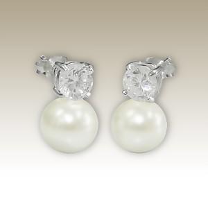   Náušnice perly Cream Swarovski 10mm, zirkon Clear 