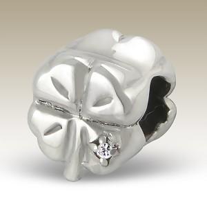 Pandora styl korálek 10mm čtyřlístek se zirkonem