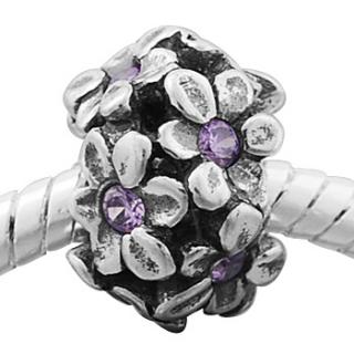 Pandora styl stříbrný korálek 9x12mm Tanzanit