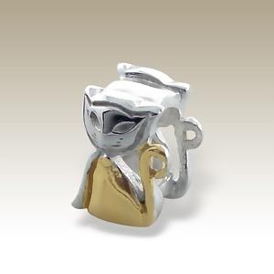 Pandora styl korálek Gold kočka