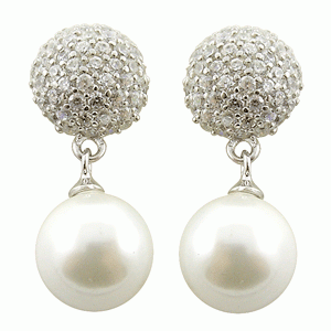      Náušnice perly White a zirkony Clear 