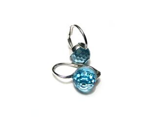 Náušnice  8mm discokoule Aquamarine na klapku