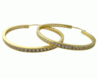    Náušnice kruhy 40x2mm Gold se zirkony Clear