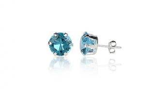 Náušnice  8mm - náušnice se zirkony Aquamarine