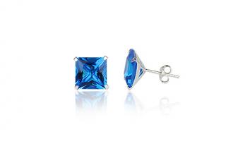Náušnice  8mm - náušnice se zirkony kostky Blue