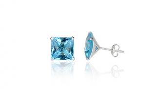 Náušnice  8mm - náušnice se zirkony Aquamarine