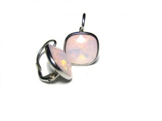 12mm Opál Rose Swarovski - náušnice rhodiované stříbro
