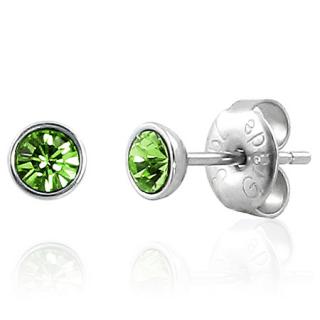 Náušnice  5mm Peridot Swarovski 