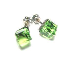 Náušnice Swarovski Kostky Peridot 