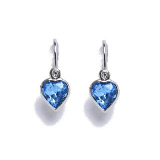 Dětské náušnice Swarovski Elements srdíčka Aquamarine 6mm