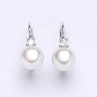 10mm perly White Swarovski - náušnice rhodiované stříbro
