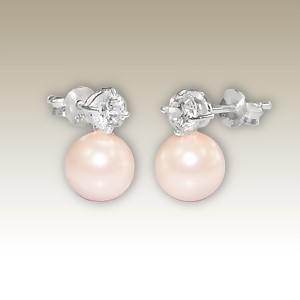  Náušnice perly Rosaline Swarovski 8mm, zirkon Clear 