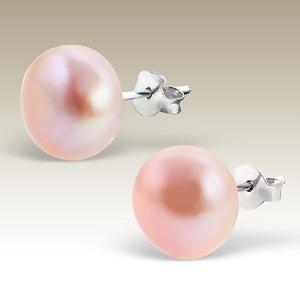 Náušnice 10mm perly Light Rose - pravé perly