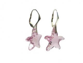 Stříbrné náušnice mořské hvězdy 20mm Light Amethyst