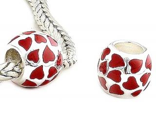  Pandora styl korálek 9mm srdíčkový Red