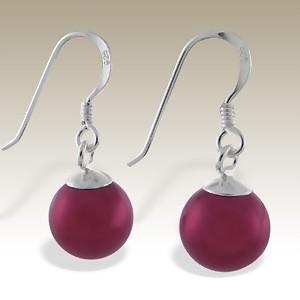 Náušnice perly Dark Pink Swarovski - náušnice stříbrné
