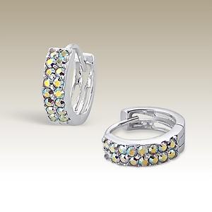 Náušnice kroužky 10mm síla 4mm AB Swarovski