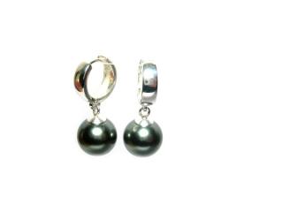 Náušnice s perlou 12mm Dark Green
