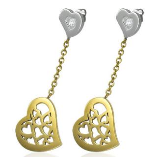   Náušnice Gold a Silver srdíčka