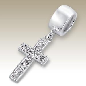 Pandora styl korálek 15x9mm visací křížek