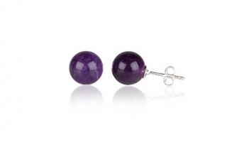 Náušnice  8mm kuličky Amethyst