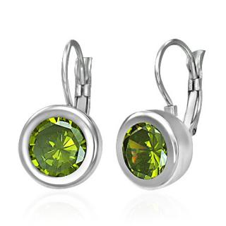 Náušnice z chirurgické oceli - krystaly 13mm zelené