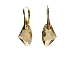 Náušnice pozlacené se Swarovski Elements Golden Shadow