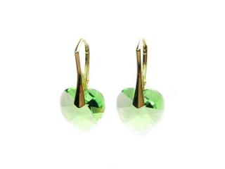Náušnice pozlacené se Swarovski Elements Peridot