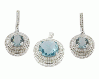 Souprava Aquamarine - náušnice a přívěsek