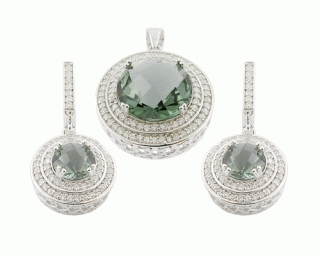 Souprava Smokey Green - náušnice a přívěsek