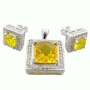 Souprava Citrine - náušnice a přívěsek