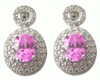 Luxusní náušnice se zirkony Pink a Clear