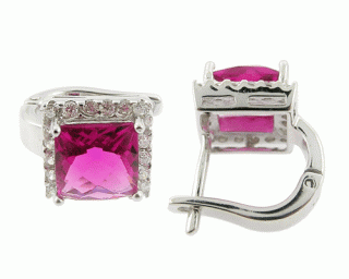 Luxusní náušnice se zirkony Pink