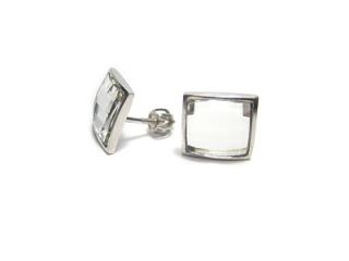 12mm Clear Swarovski kostky - náušnice na šroubek