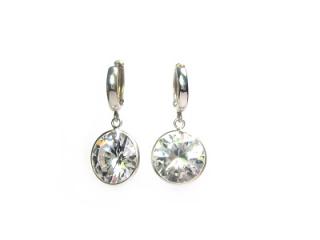 Stříbrné náušnice 15mm zirkony Clear