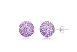  12mm kuličky Light Amethyst Swarovski náušnice  na puzetu