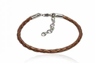 Náramek styl Pandora 18cm, kožený odstín Copper