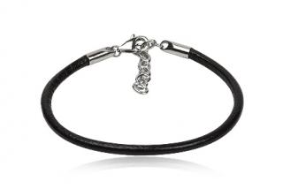 Náramek styl Pandora 18cm, kožený, černý