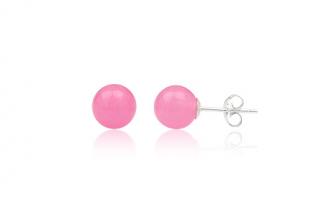 Náušnice  8mm kuličky Pink Jade