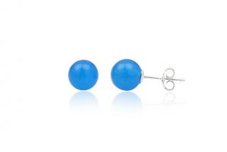 Náušnice  8mm kuličky Blue Jade